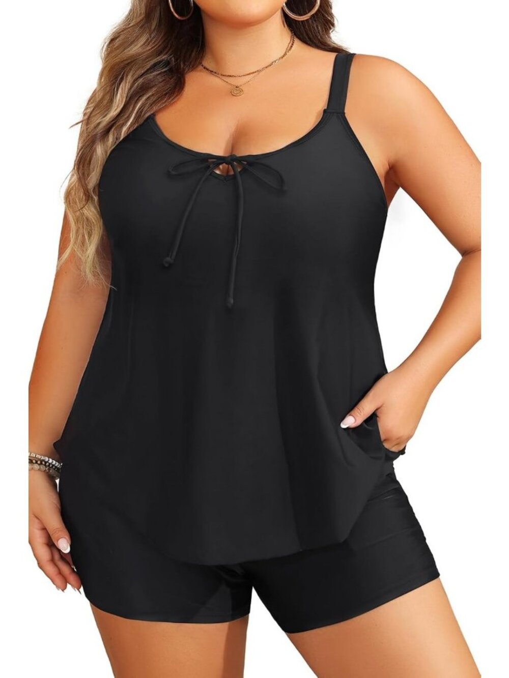 Plus Size Tankini Swimsuit for Women - Stylish with Pockets & Shorts Set